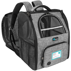 PetAmi Mochila transportín expandible para perros y gatos, ideal para viajes.