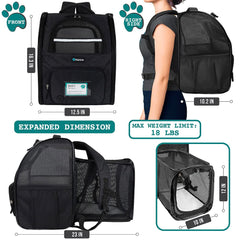 PetAmi mochila con ventilación para flujo de aire y confort