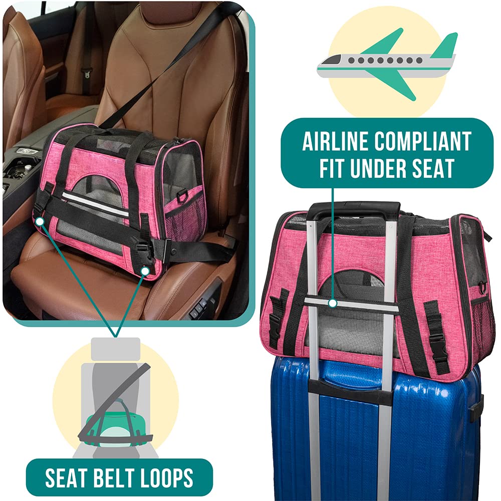 PetAmi Transportín suave apto para aerolíneas para viajar bajo el asiento.
