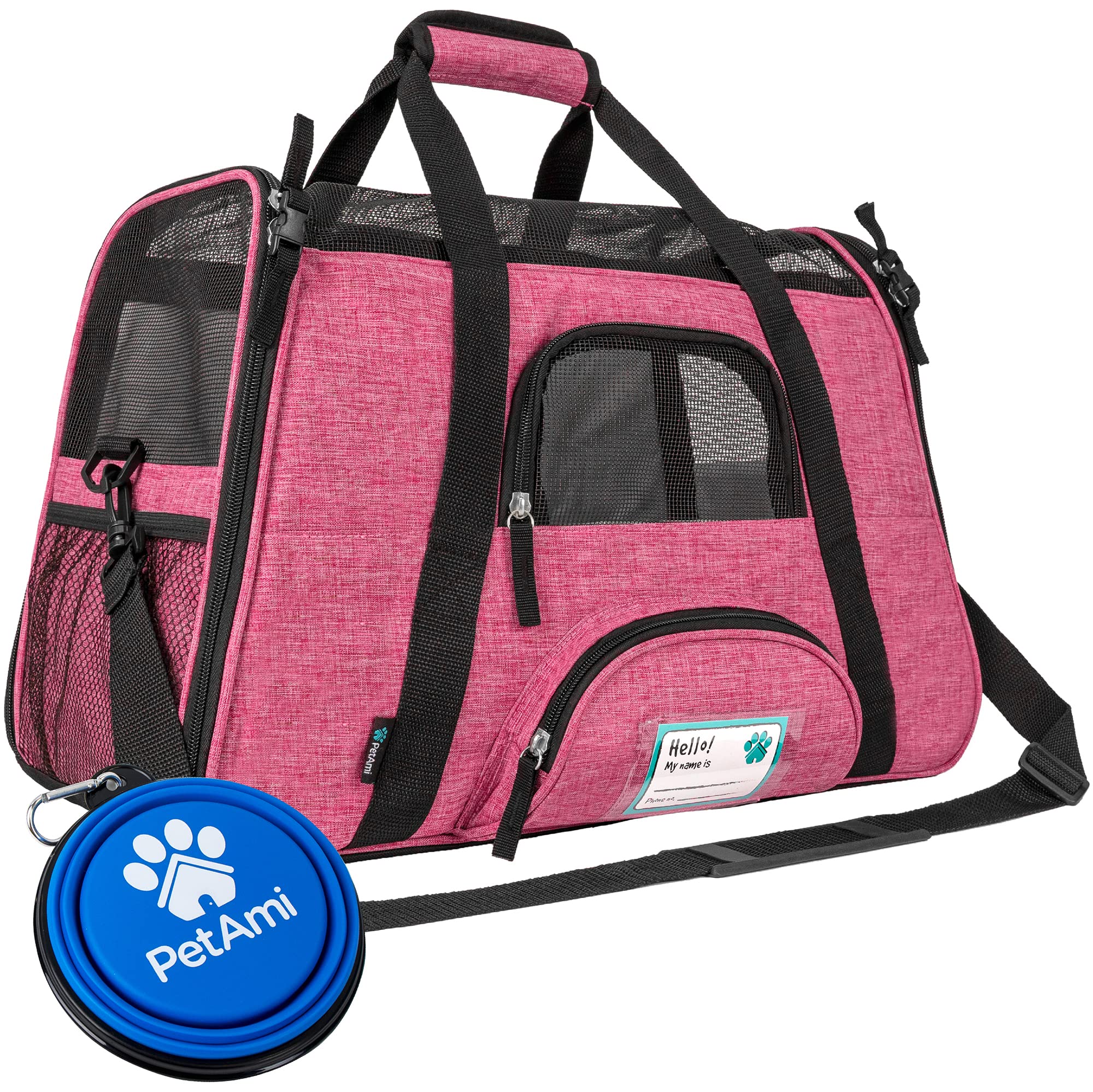 PetAmi Transportín suave con cama sherpa removible para confort en viajes.