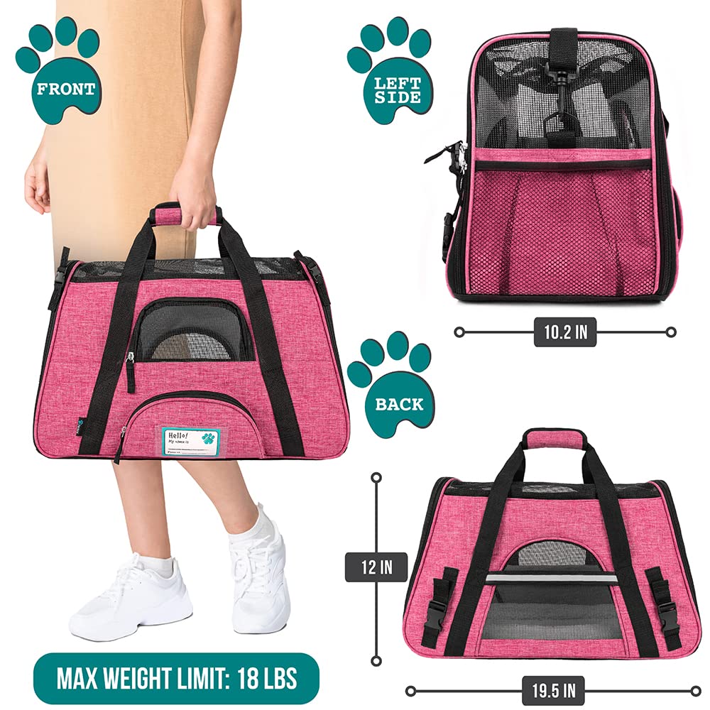 PetAmi Transportín suave con malla ventilada para flujo de aire.