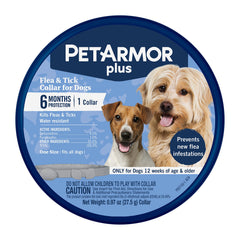 Collar PetArmor Plus para perros, ajuste cómodo en talla única.