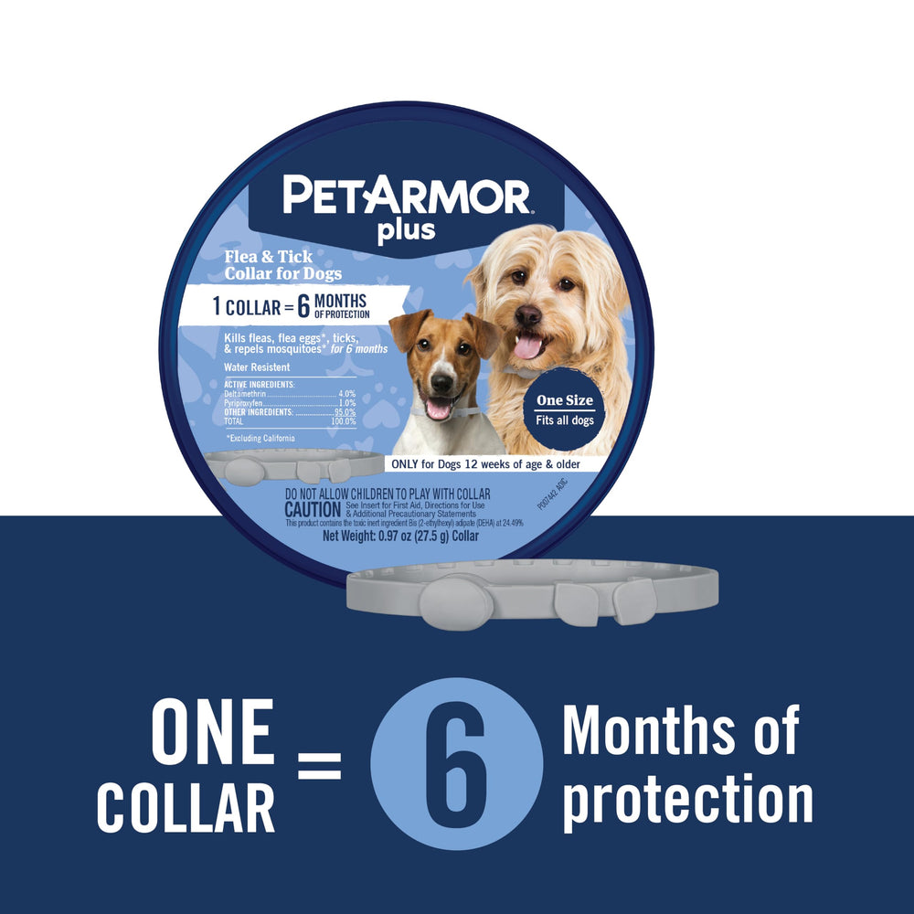 Collar PetArmor Plus resistente al agua para uso diario.