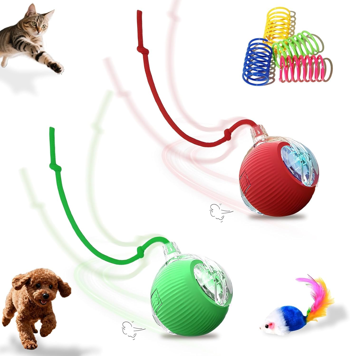 Petayouj Pelota interactiva 360 para gatos, juego continuo en interiores