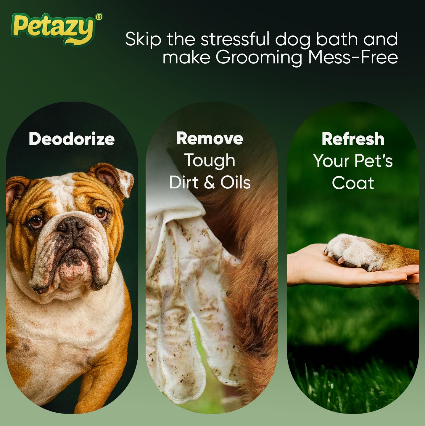 Limpieza de patas de perro con Petazy sin necesidad de agua.