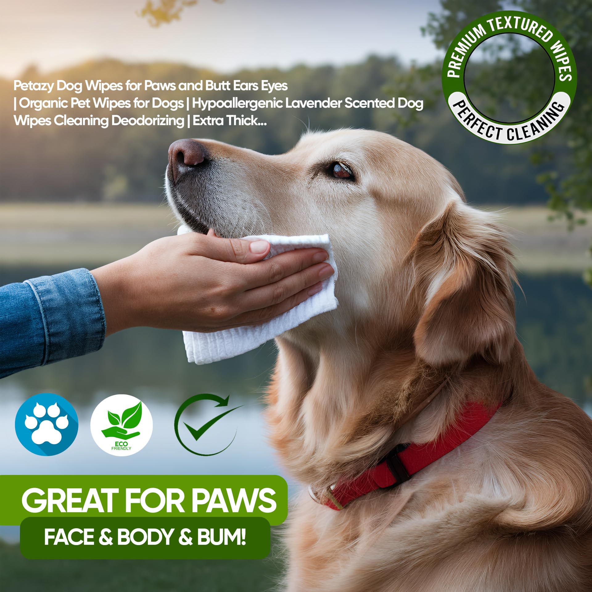 Petazy toallitas para perros: area trasera limpia y fresca