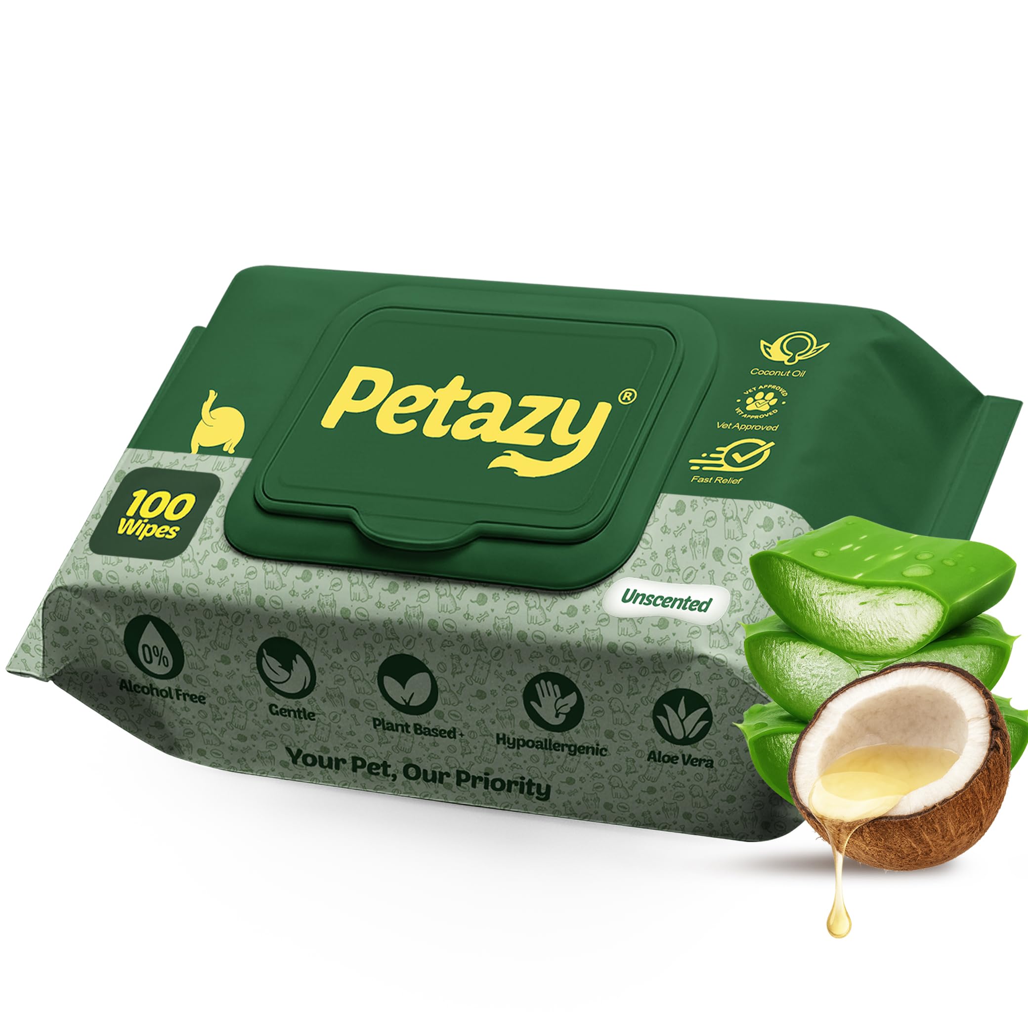 Petazy toallitas para perros: patas limpias y frescas sin fragancia