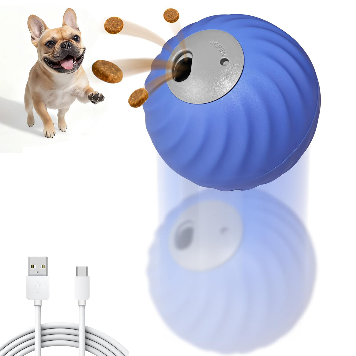 Petbobi bola interactiva para perros azul, mantiene entretenido a tu perro durante horas.