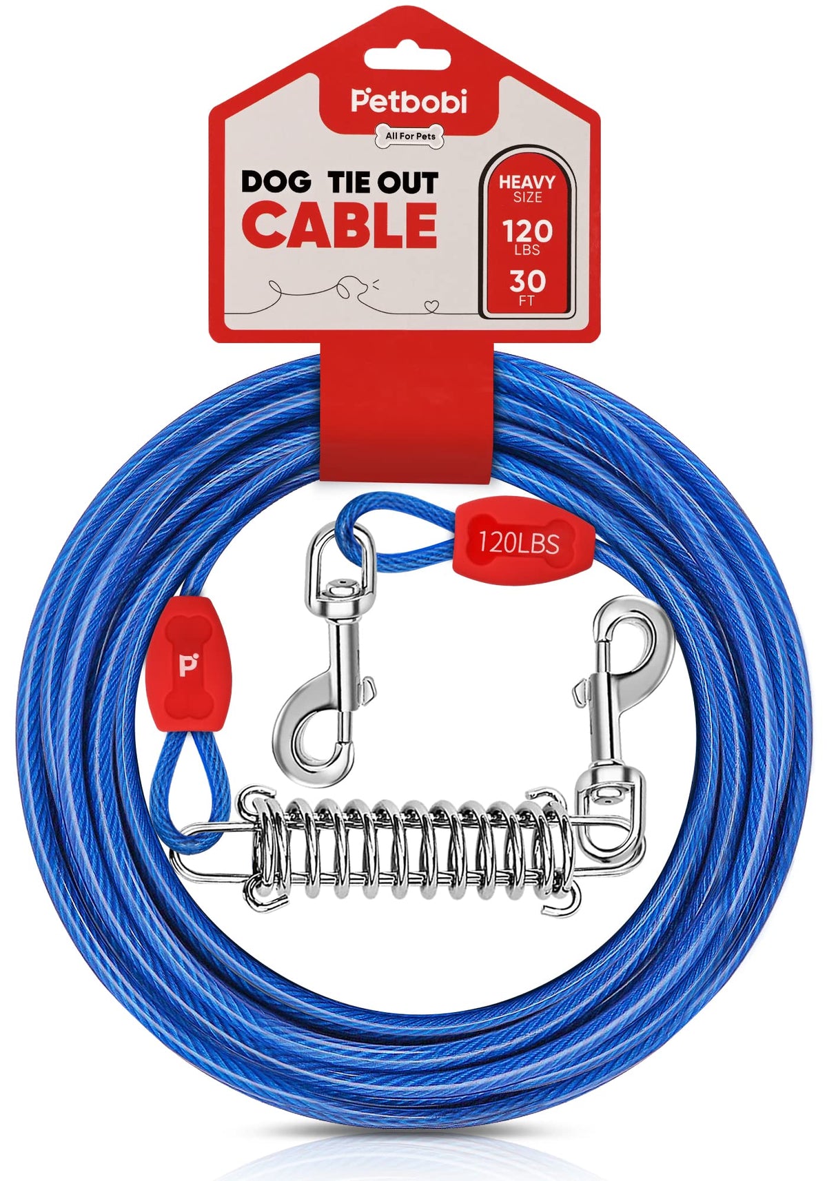 Petbobi cable para perros de 30 pies con muelle de absorción, ideal para exterior.