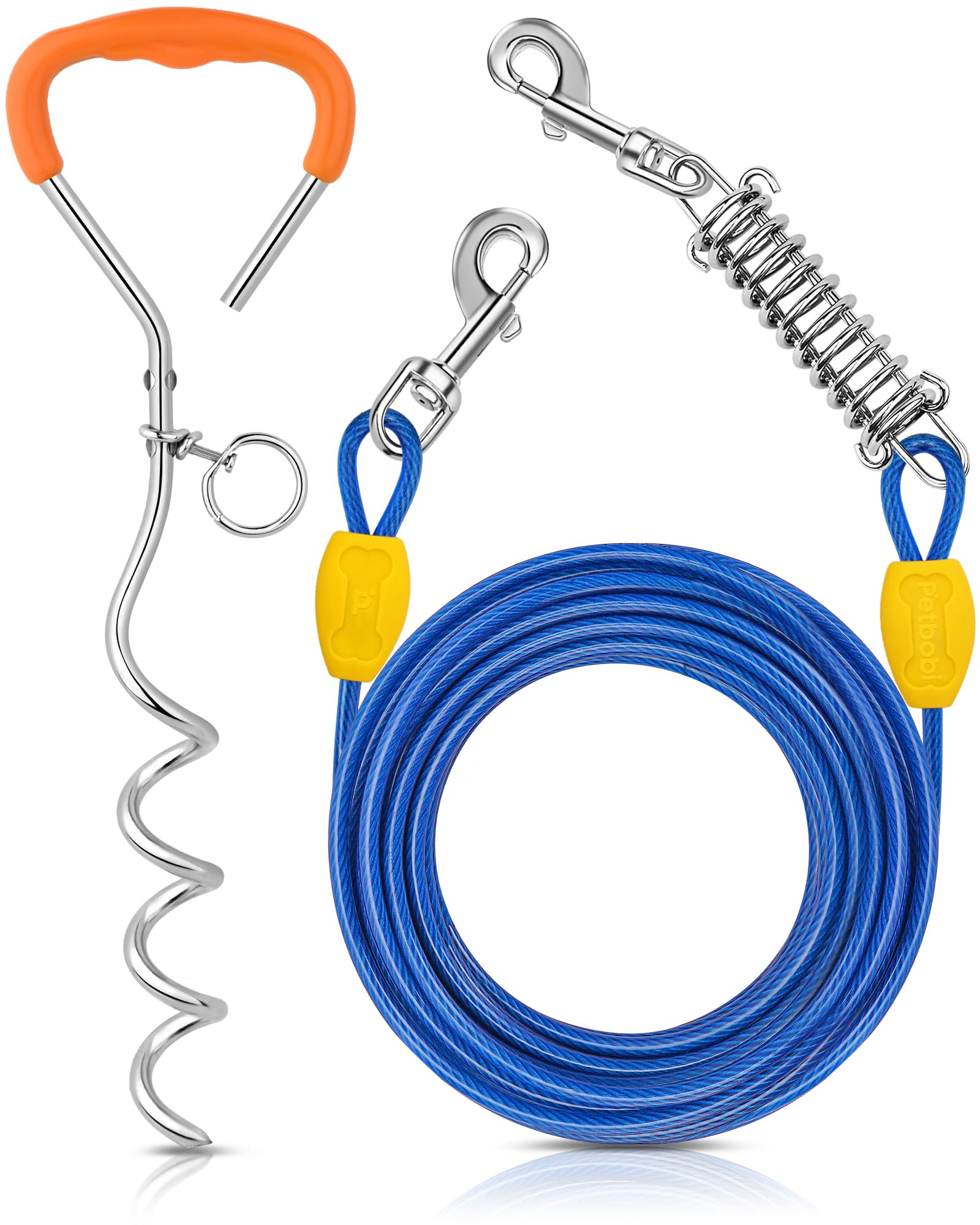 Petbobi cable para perro 30 pies, libertad controlada en patio.