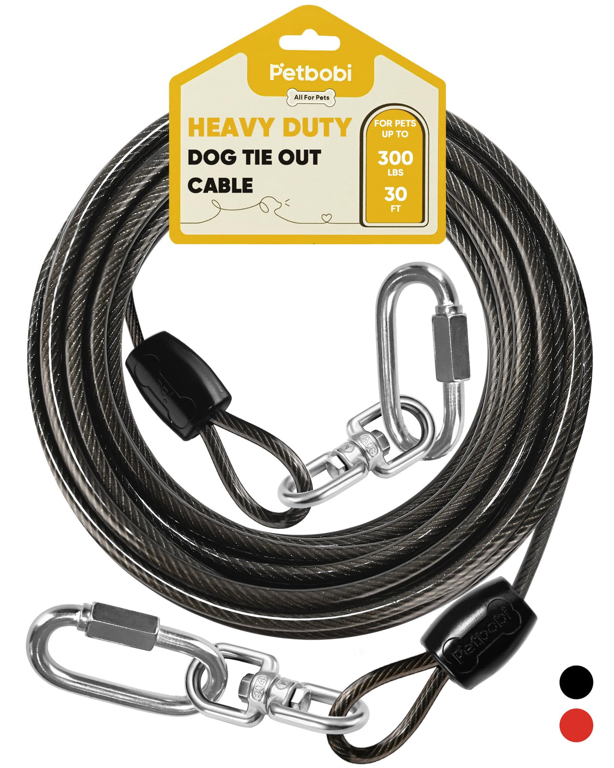 Petbobi cable para perro de 30 pies con libertad segura al aire libre