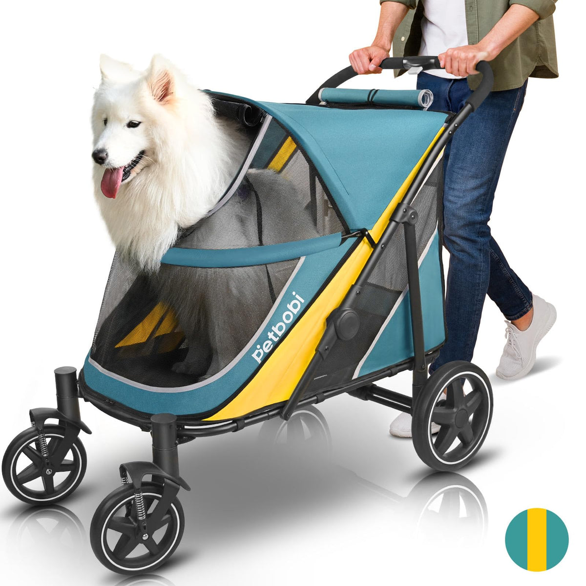 Petbobi: entrada frontal dual para facilitar la entrada de perros mayores.