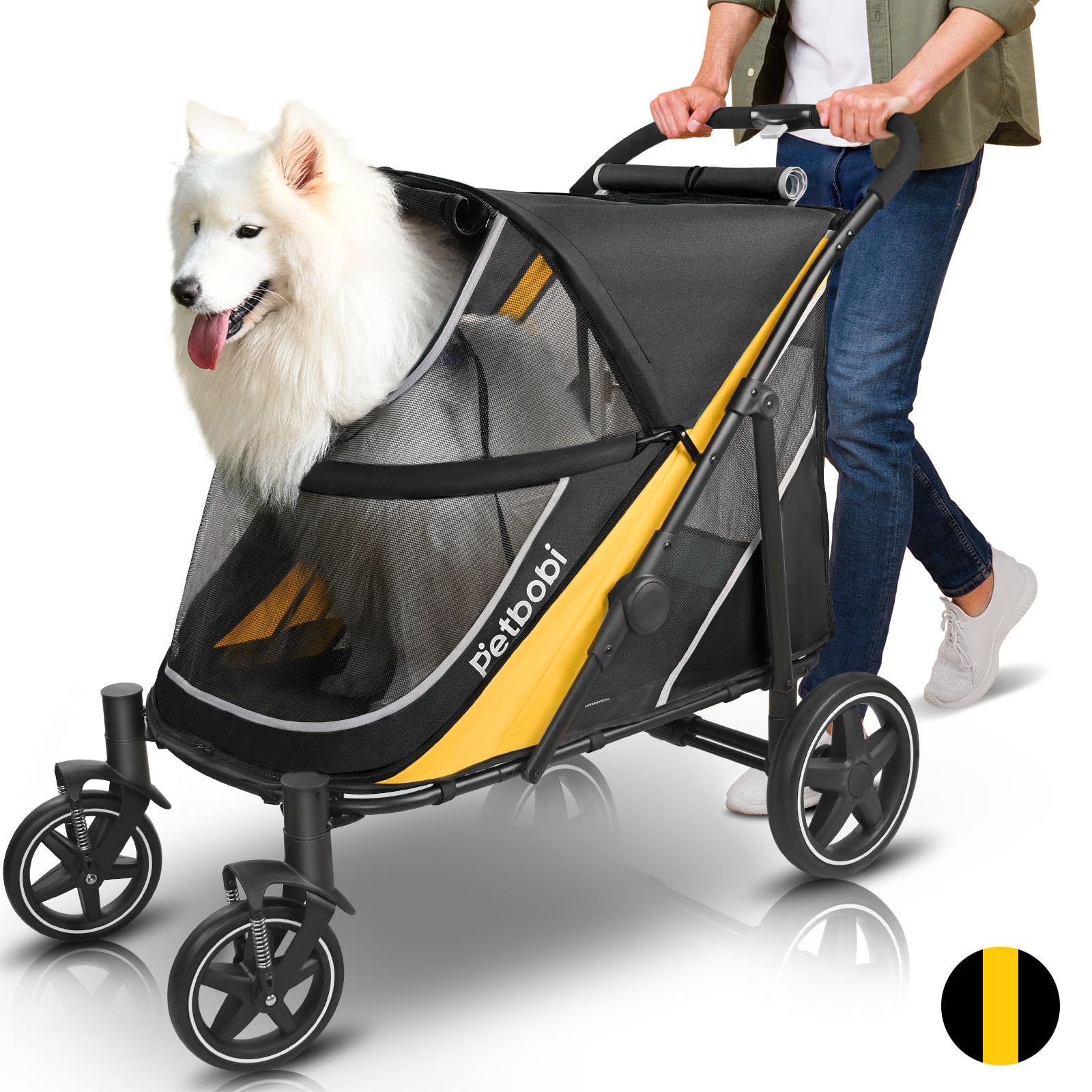 Petbobi carrito de perros con dos entradas facilita acceso desde ambos lados.