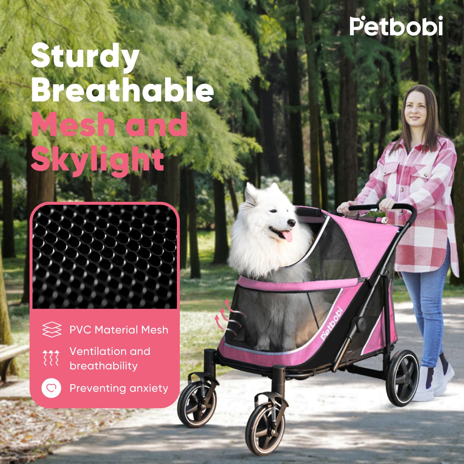 Petbobi Coche: correas de seguridad y reflectores para mayor visibilidad.