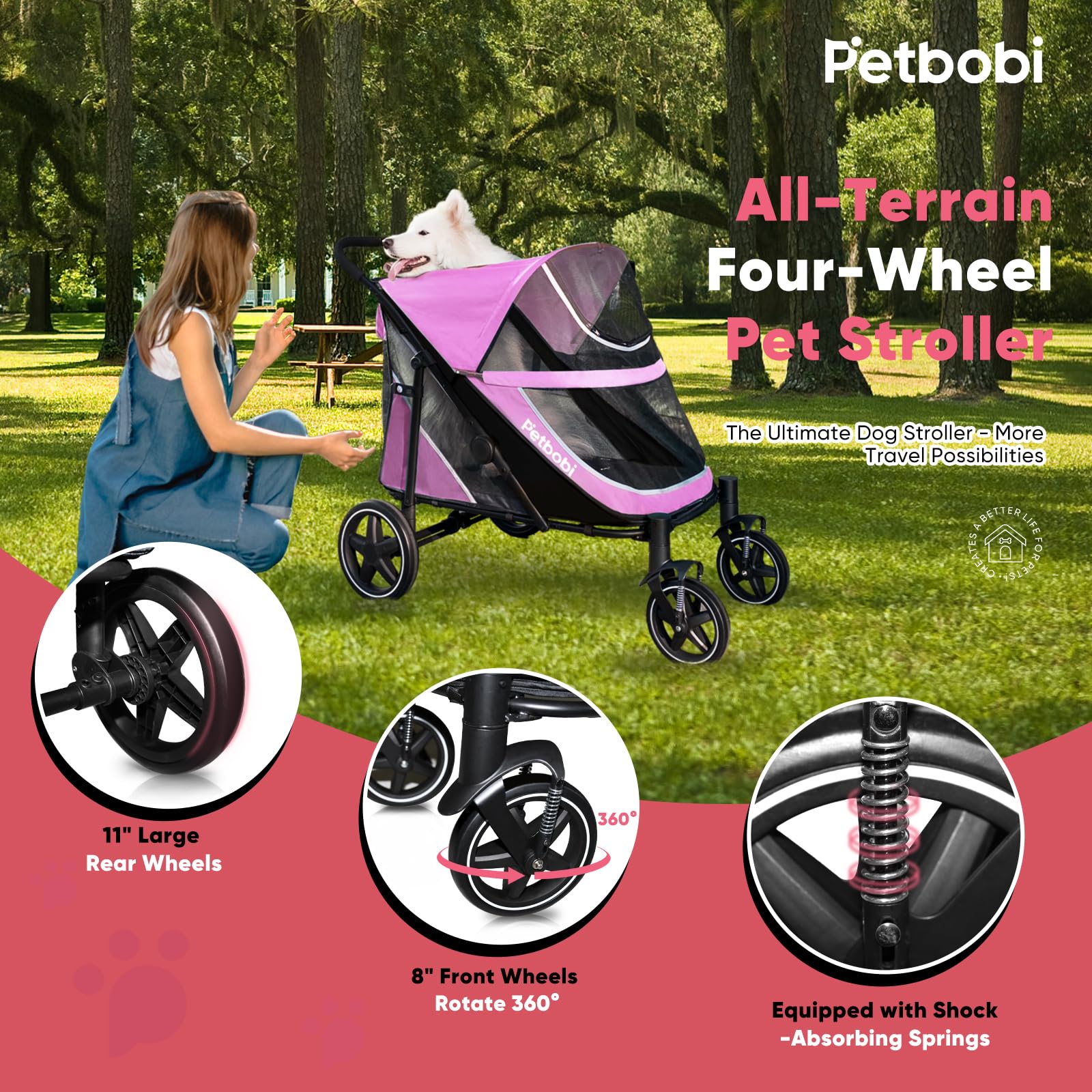 Petbobi Coche: interior espacioso para descansar o sentarse durante paseos.