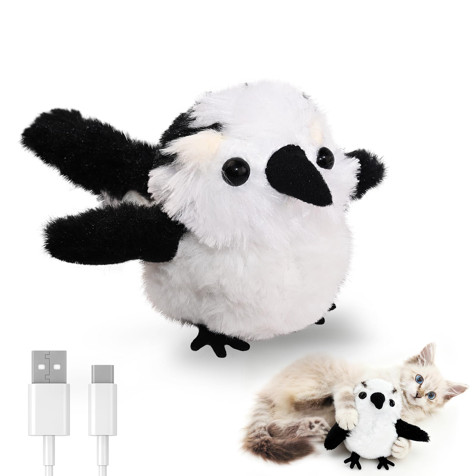 Petbobi pajarito batir alas para atraer la atención de tu gato
