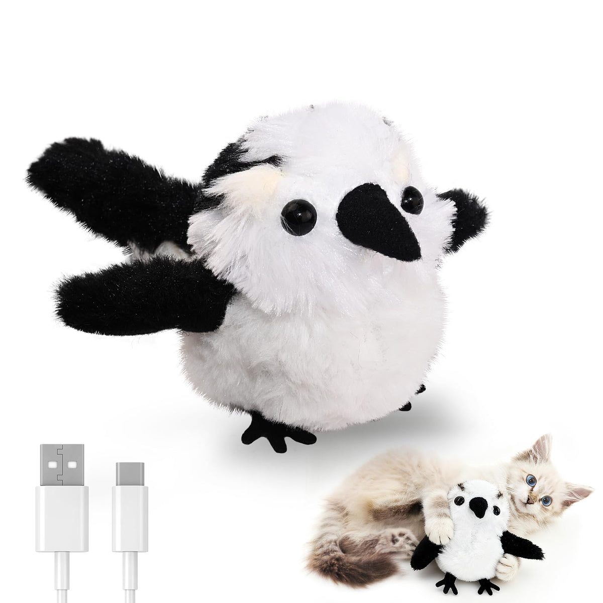 Petbobi pajarito batir alas para atraer la atención de tu gato