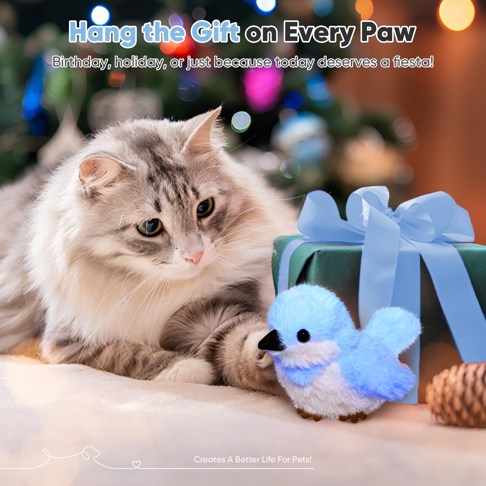 Petbobi Pajaro Juguete Gato: anilla de colgar para juego con varita.