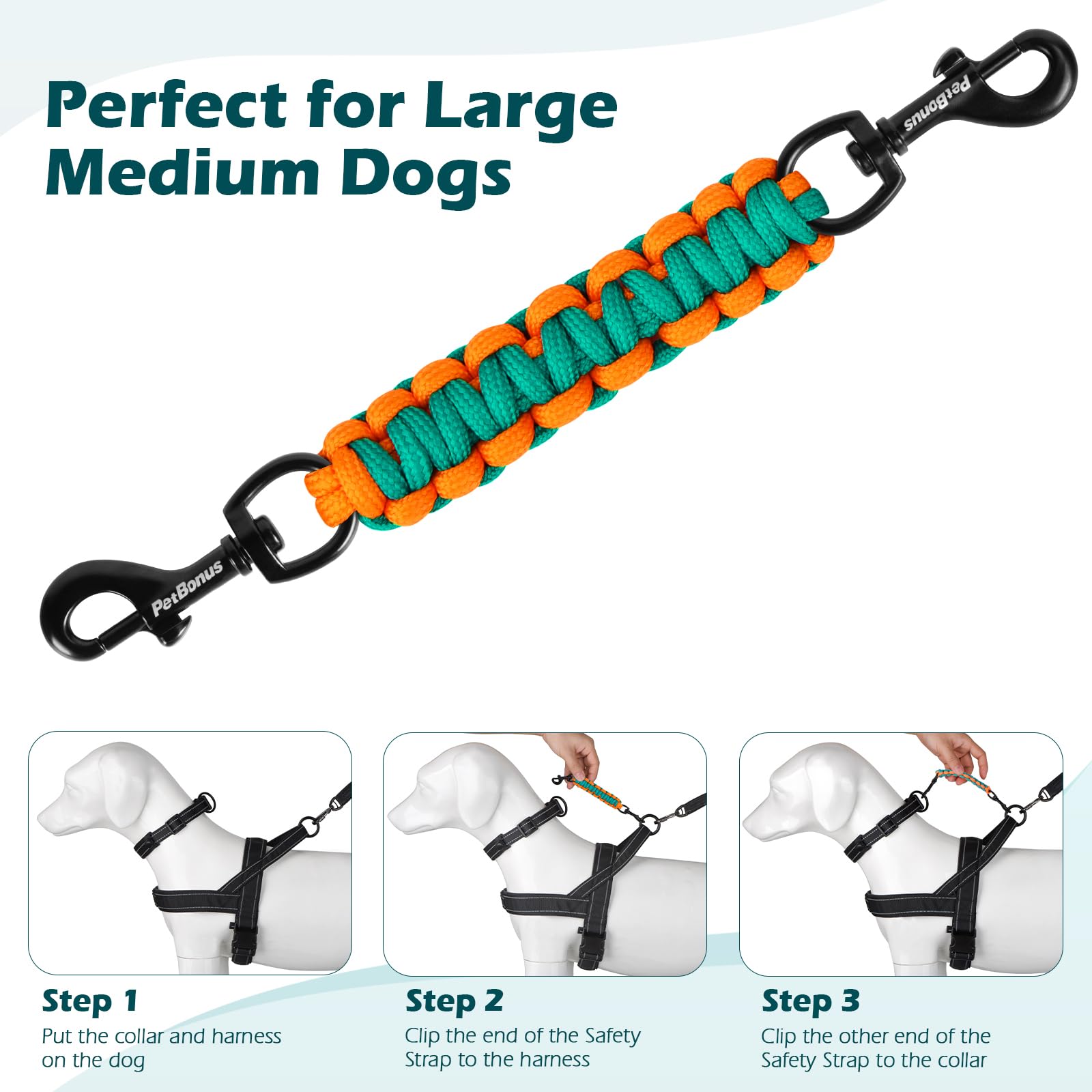 PetBonus ajuste facil collar y arnés para uso diario.