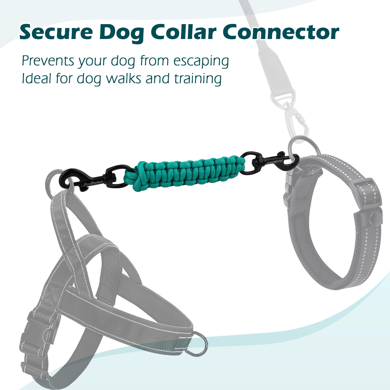 PetBonus ajuste universal para collar y arnés, uso versátil.