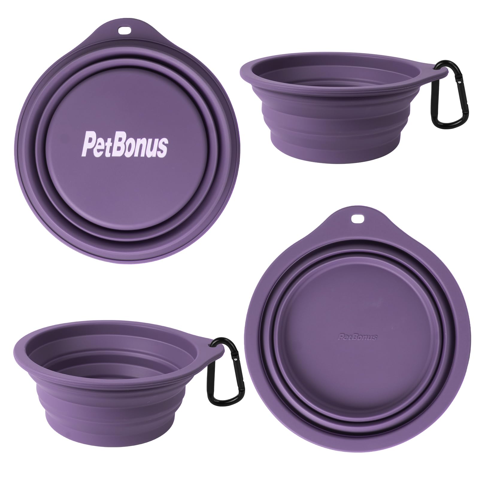 PetBonus cuenco plegable para perro púrpura oscuro, perfecto para parques.