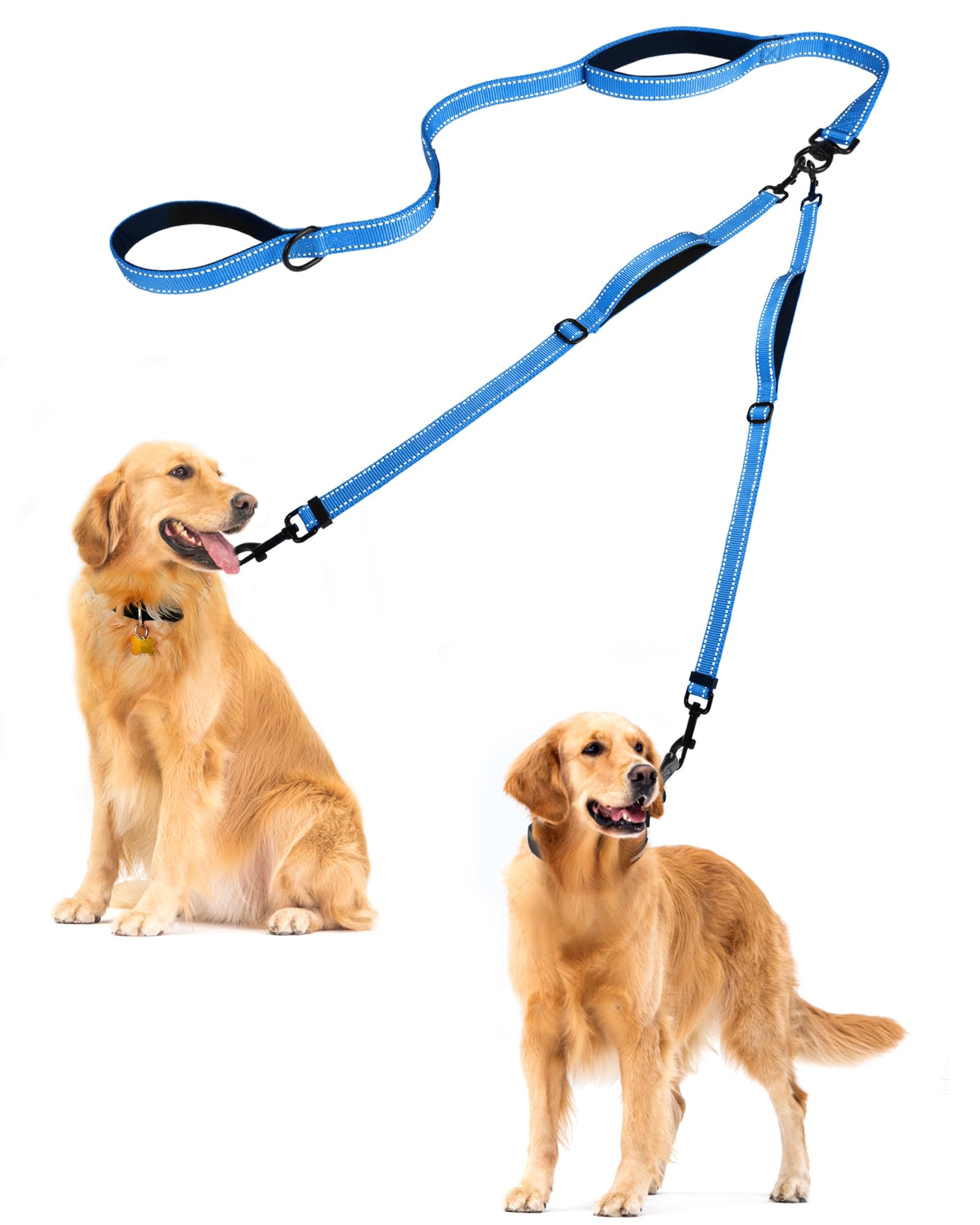 PetBonus doble correa para perros con giro de 360 para evitar enredos.