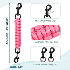 PetBonus cierre de doble extremo rosa, clip giratorio 360°, mantiene el collar seguro
