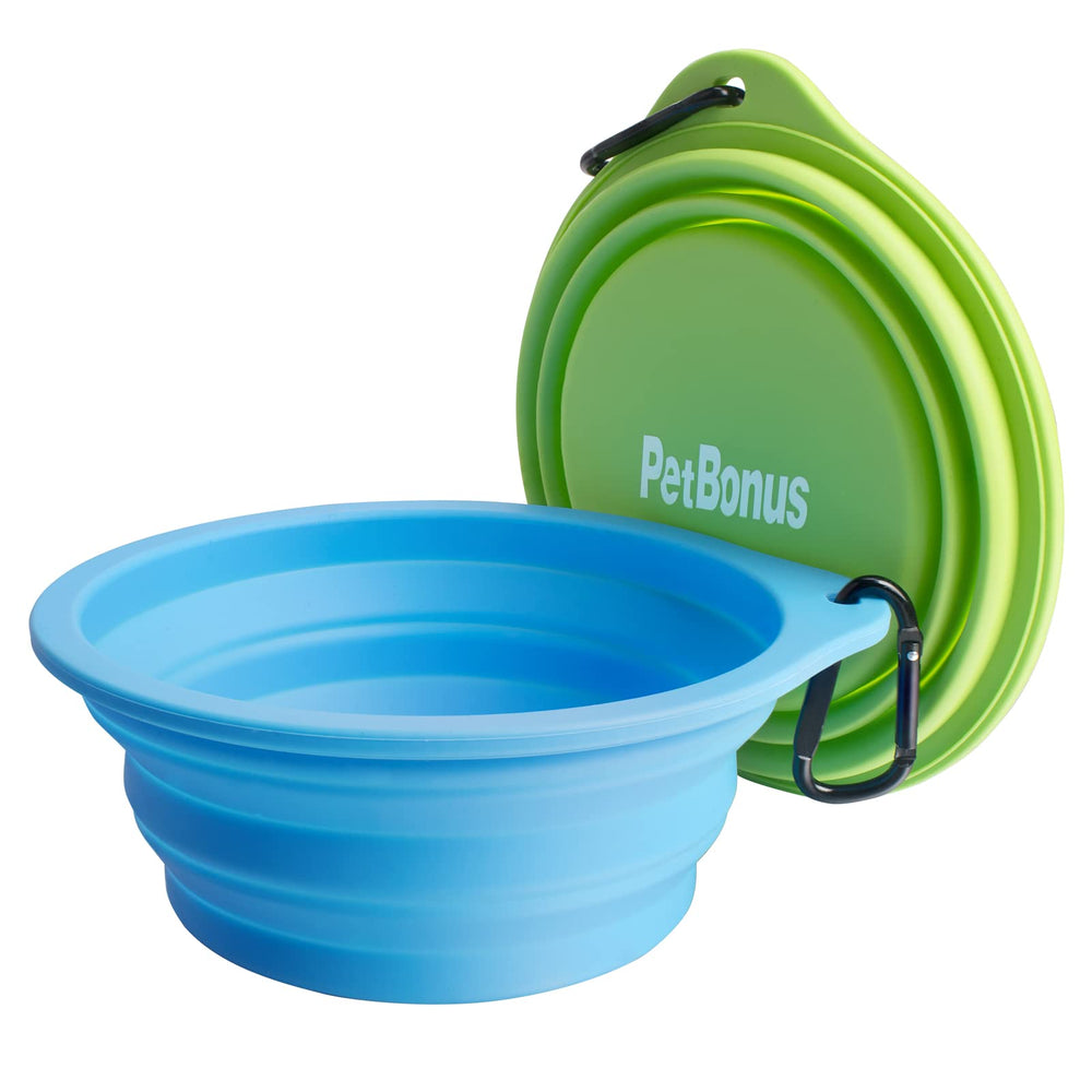Cuencos PetBonus en azul claro y verde, fáciles de distinguir para mascotas.