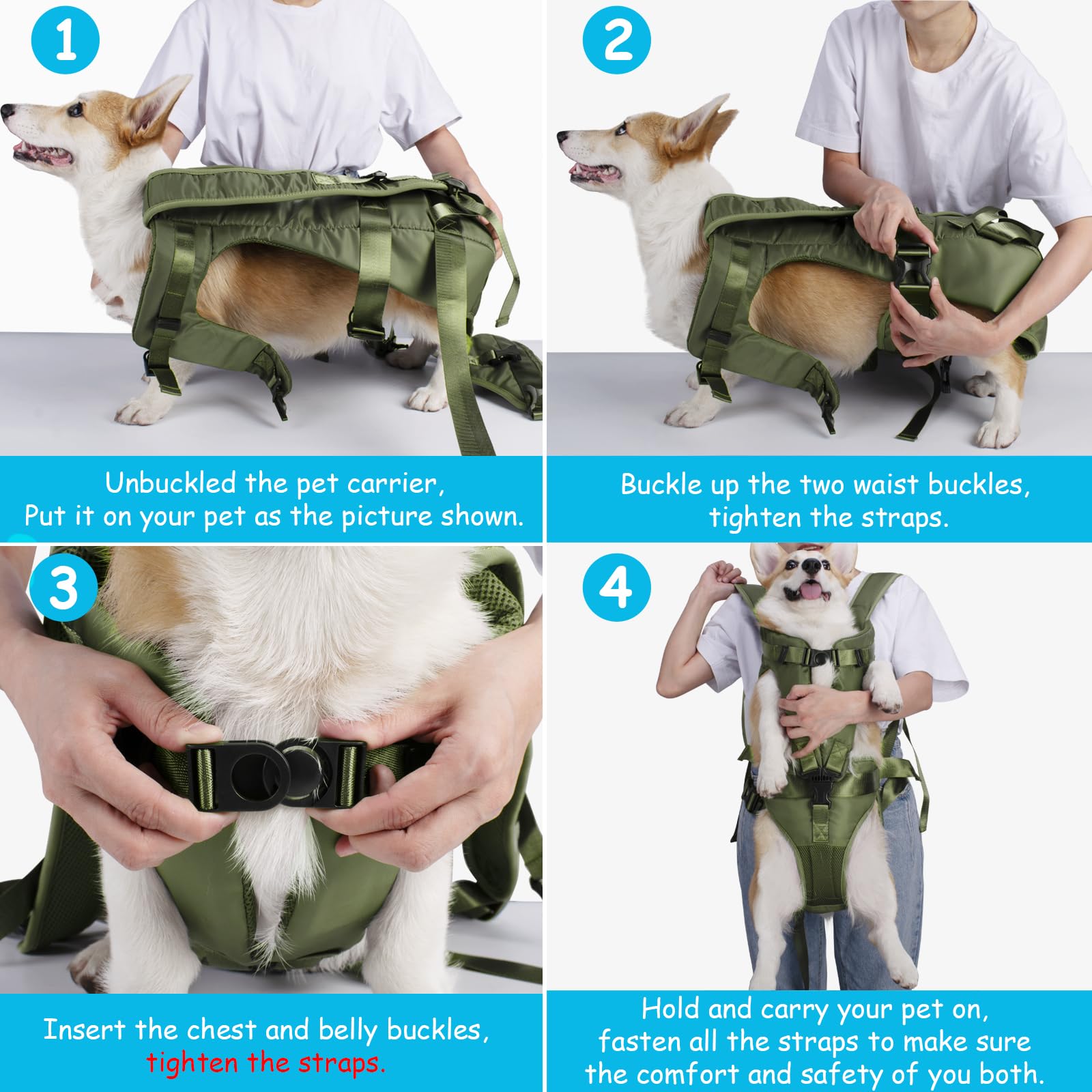 PetBonus dos formas de uso para portar al perro frontal o dorsal
