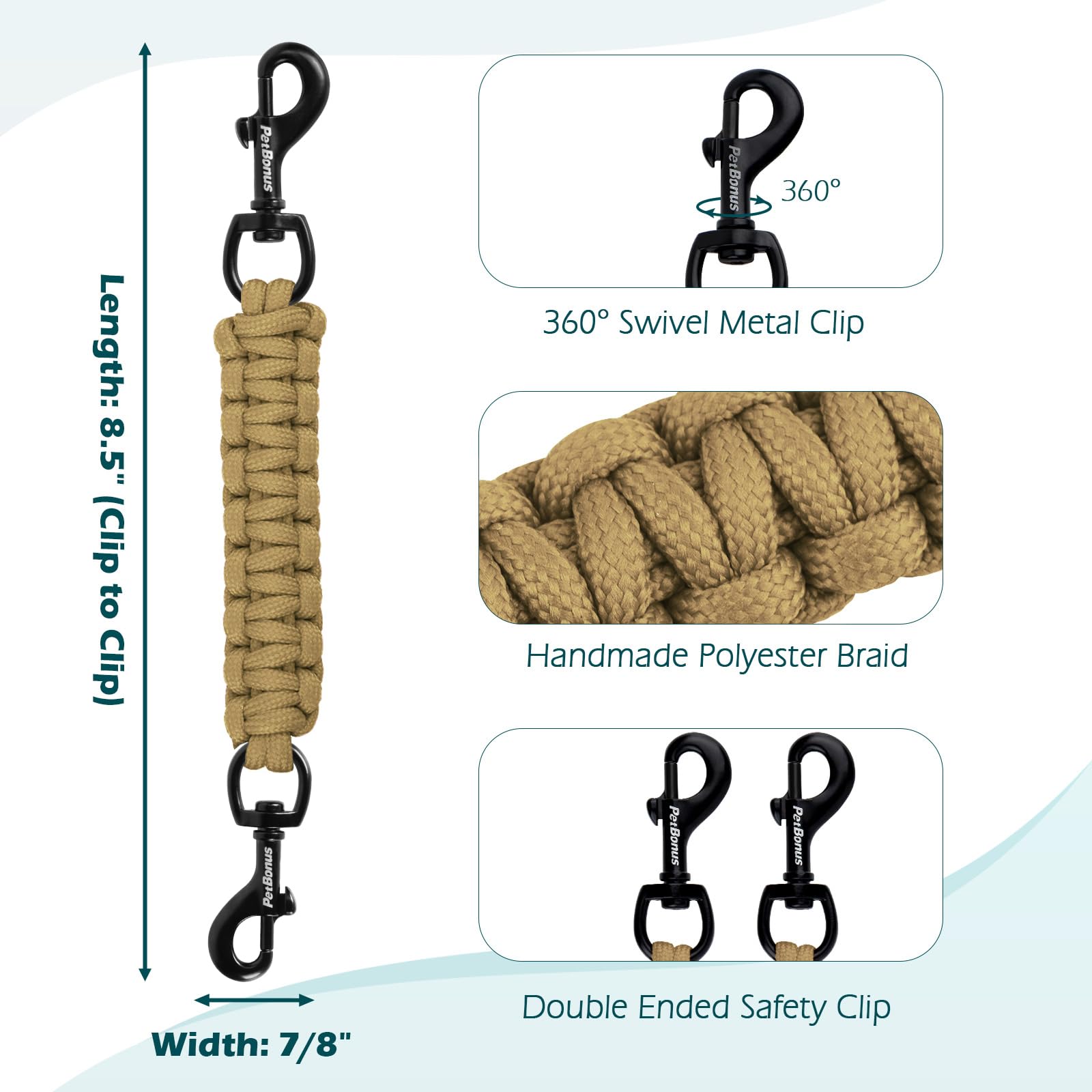 PetBonus enganche-doble extremo en collar, seguridad mejorada.