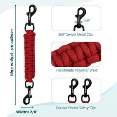 PetBonus hebilla doble extremo rojo, giro de 360° para fijar el arnés.