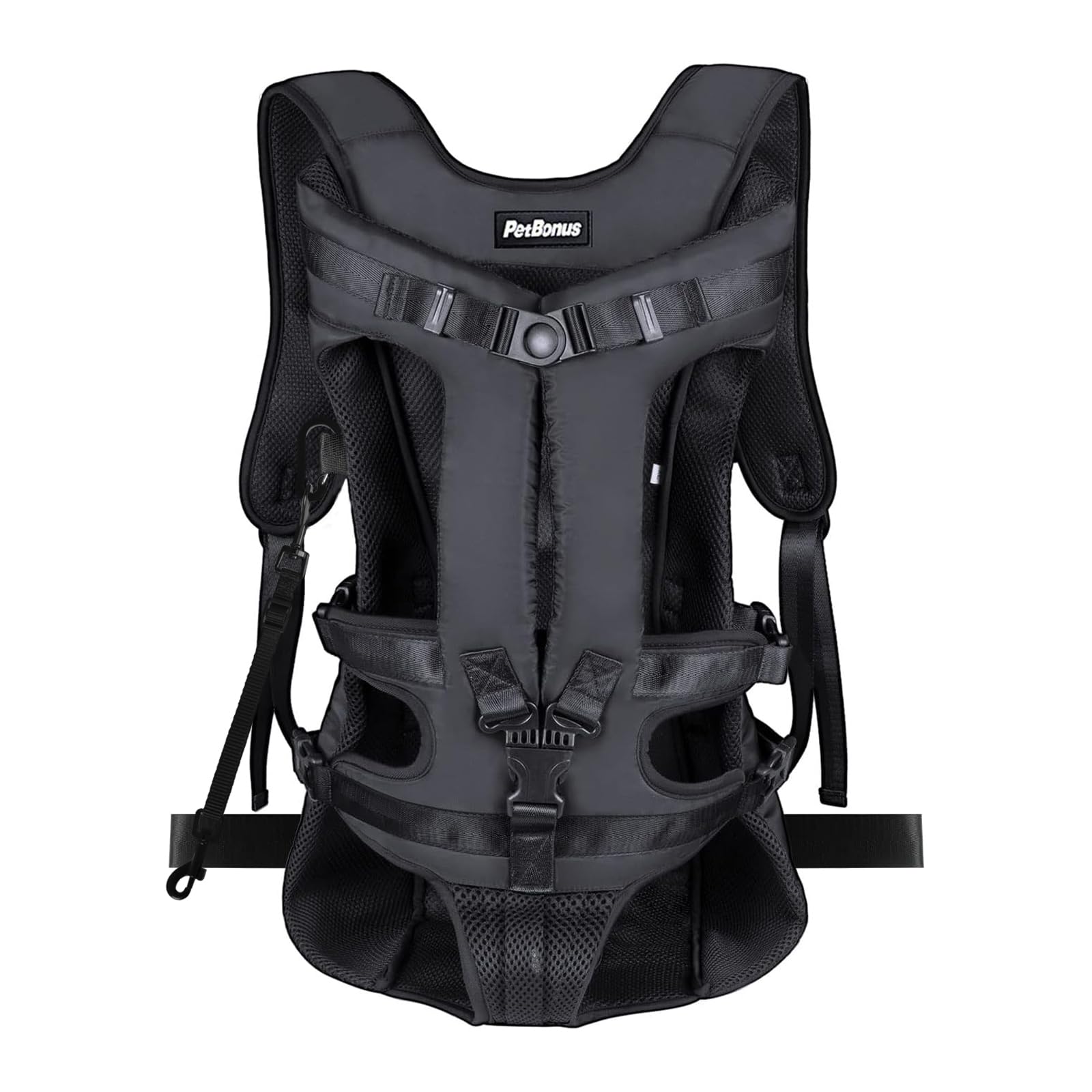 PetBonus Mochila frontal porta perro con diseño ergonómico para caminatas.