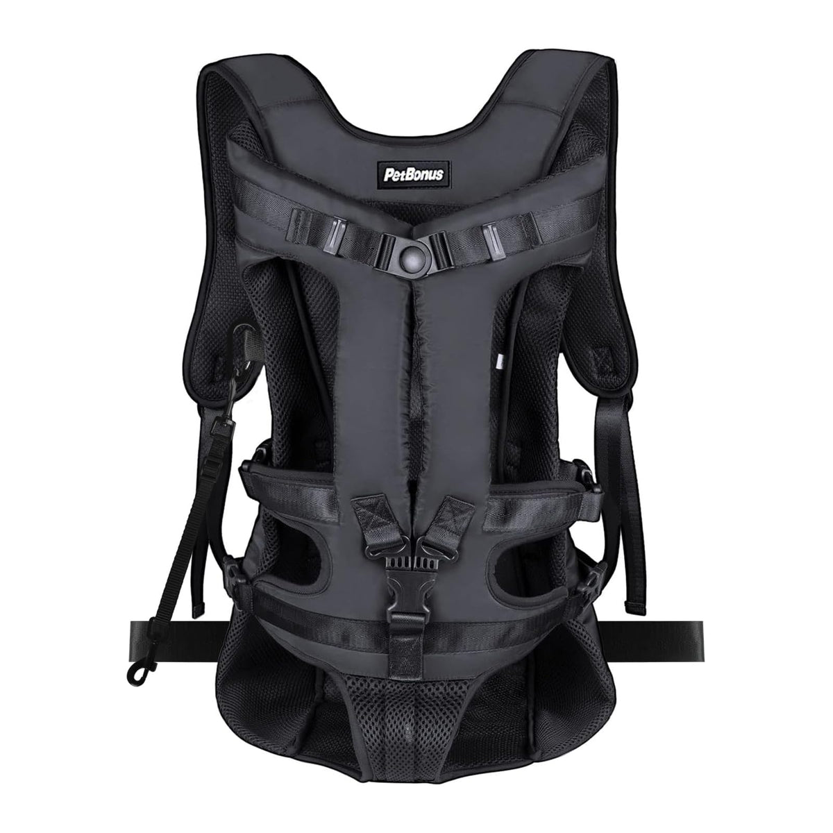 PetBonus Mochila frontal porta perro con diseño ergonómico para caminatas.