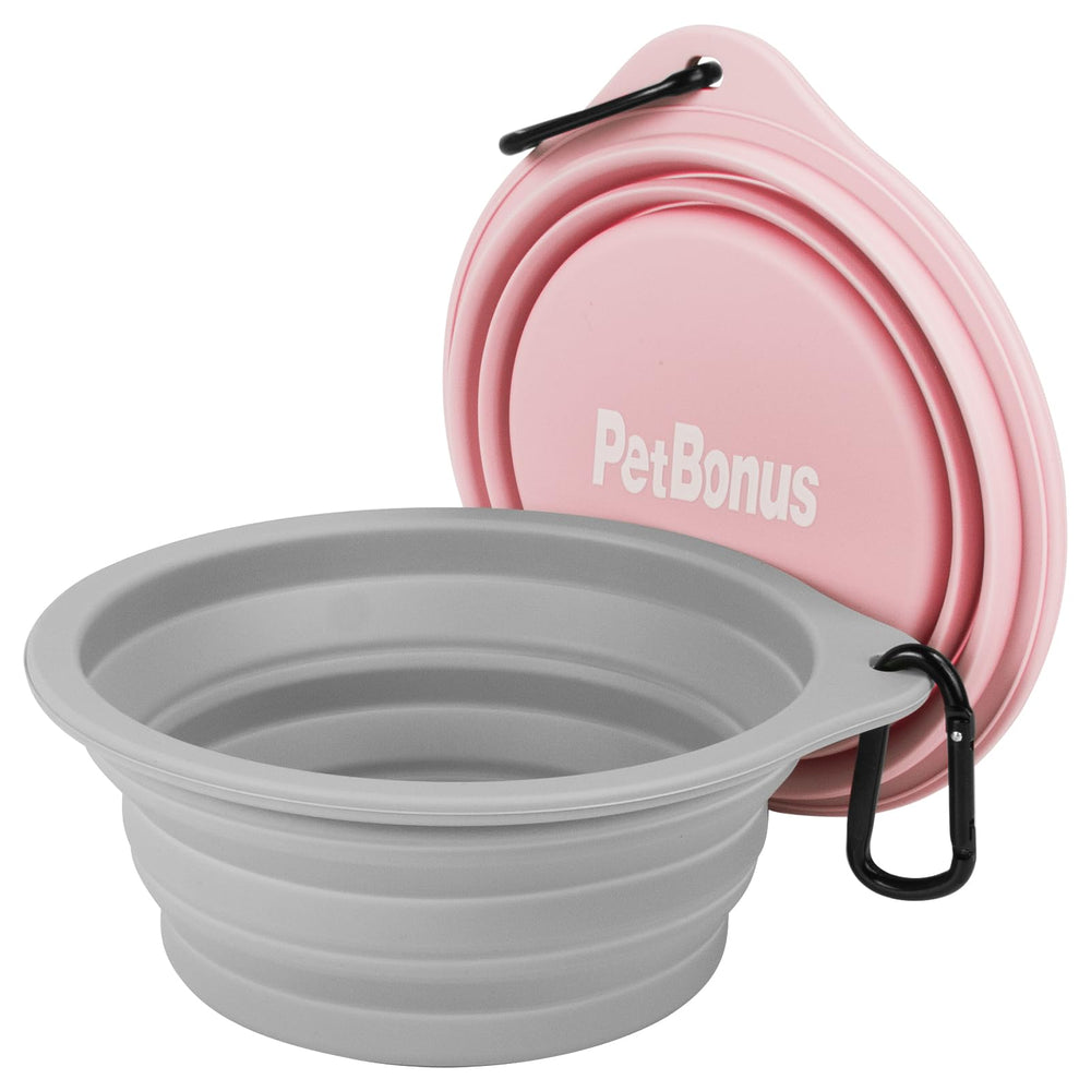 PetBonus tazones con mosquetón para sujetar a la mochila.