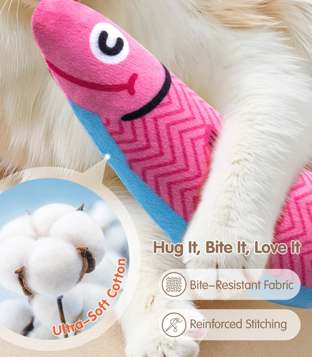 PetBusy Juguete gato diseño pez, diseño atractivo para perseguir y abrazar.