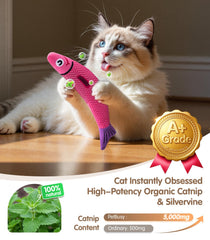 PetBusy Juguete gato pescado-crujido-cascabel, estimula curiosidad y atención durante las sesiones.