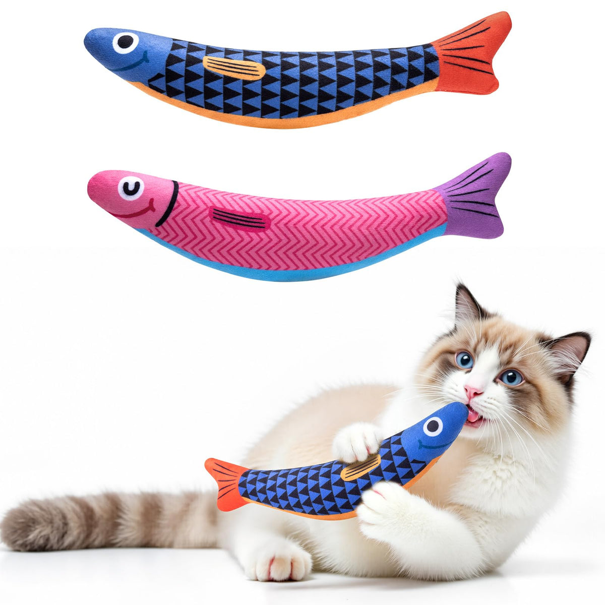 PetBusy Juguete gato pescado, ideal para juego diario y exploración del felino.