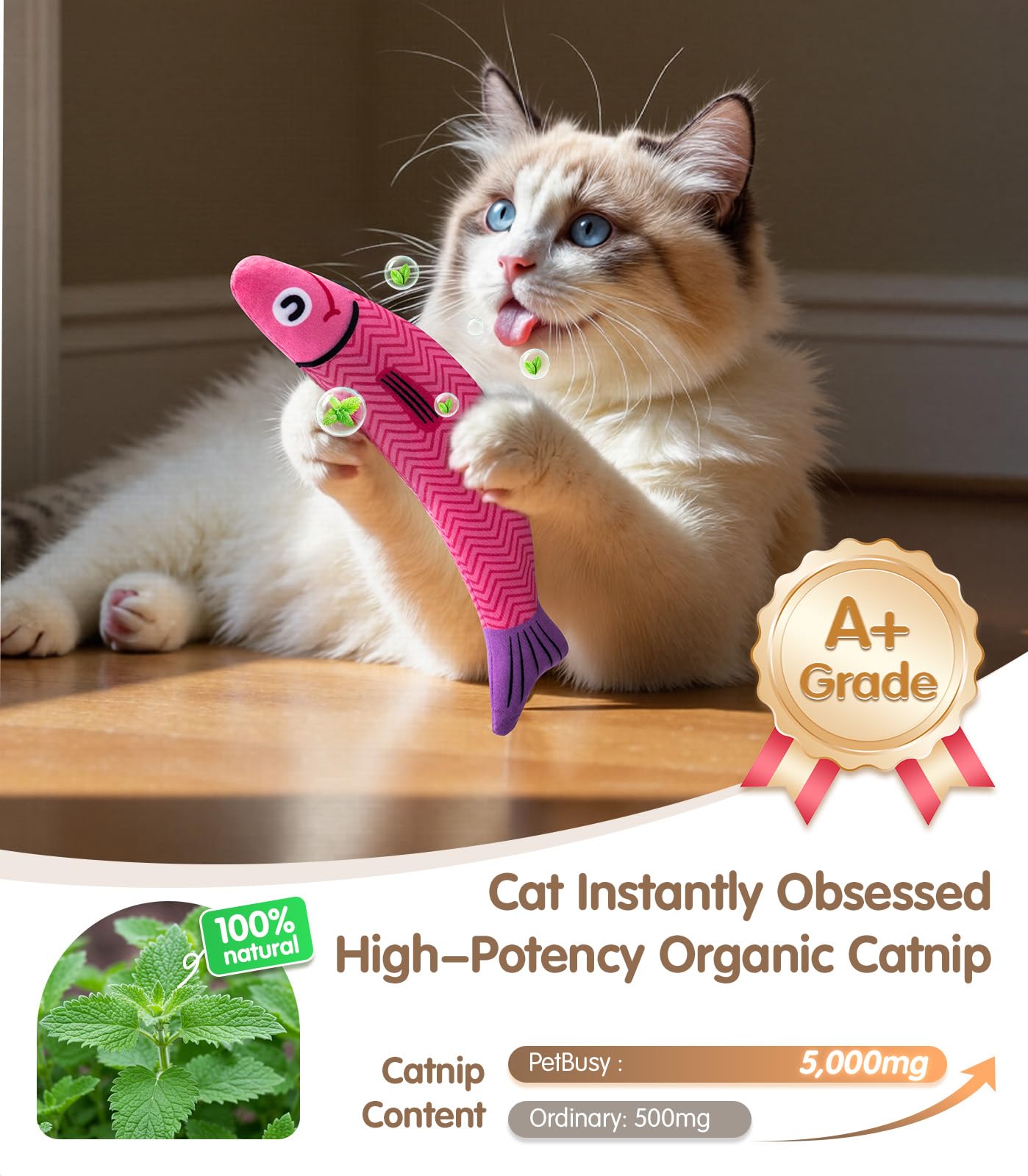 PetBusy juguete de gato con vid de plata para curiosidad y exploración.