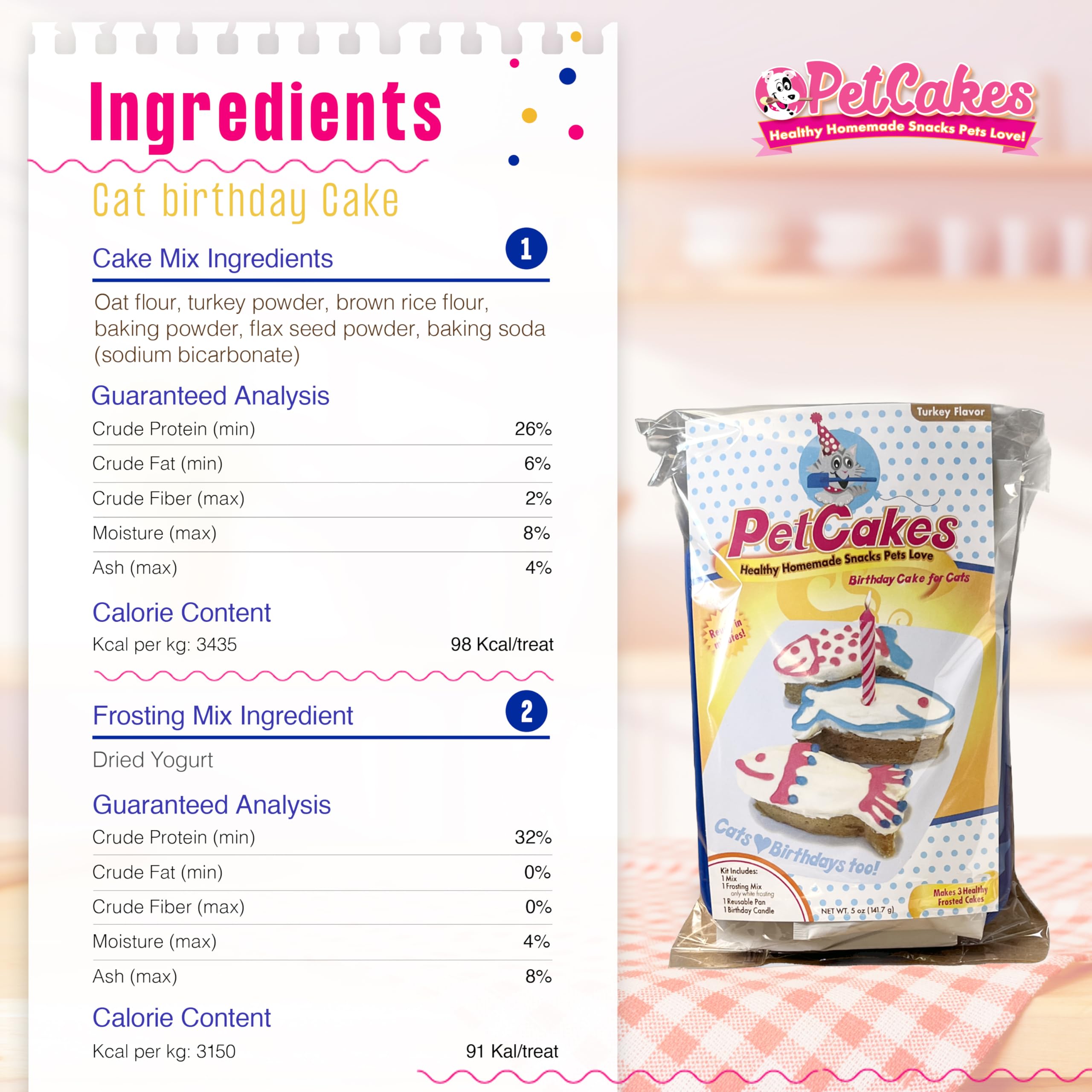 PetCakes preparación rápida con agua para hornear la tarta.