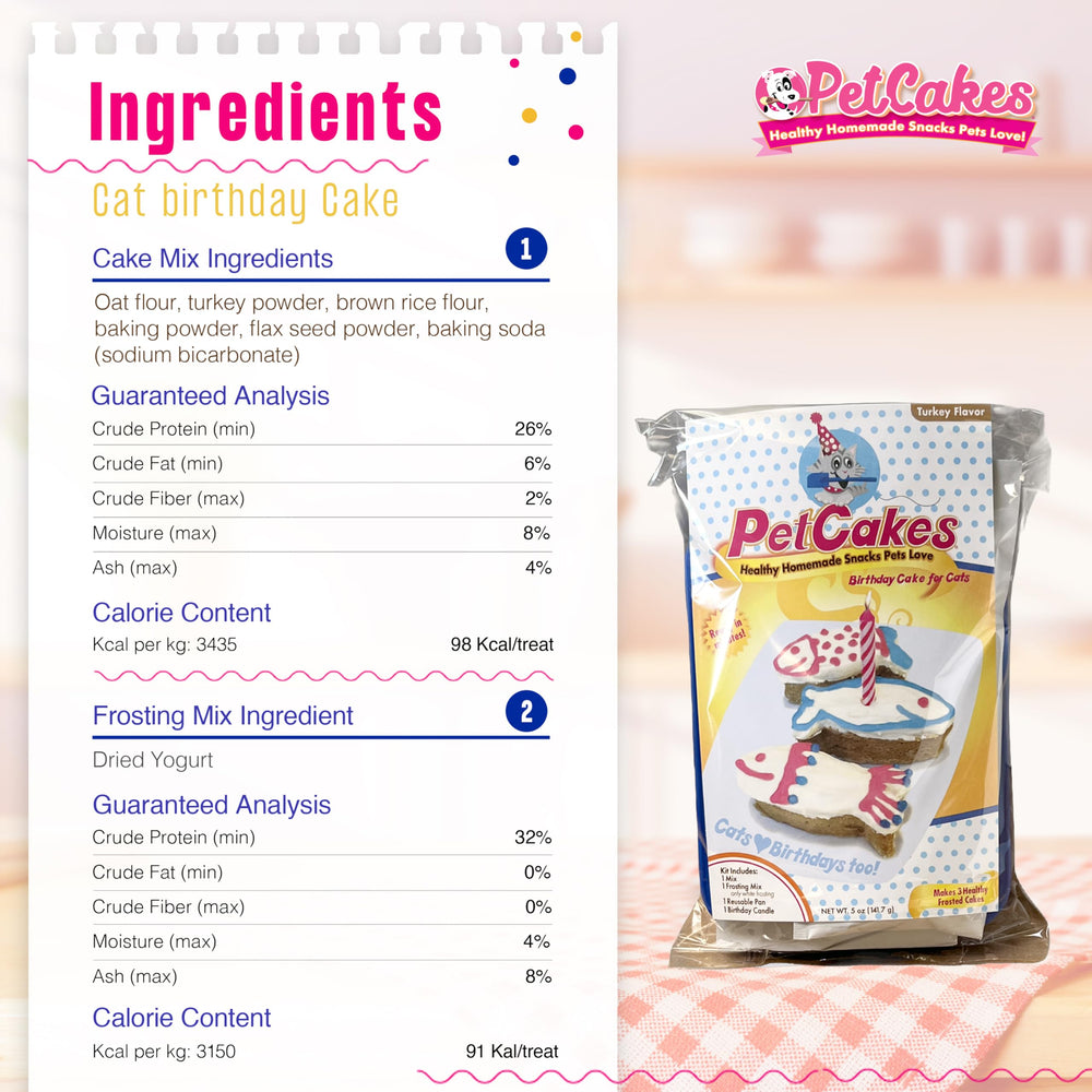 PetCakes preparación rápida con agua para hornear la tarta.