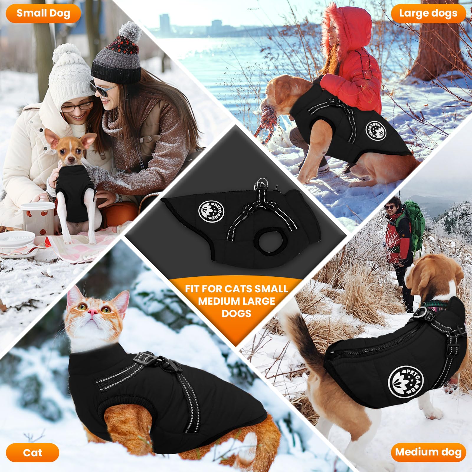 Petcare chaqueta invierno disponible en 5 colores brillantes.