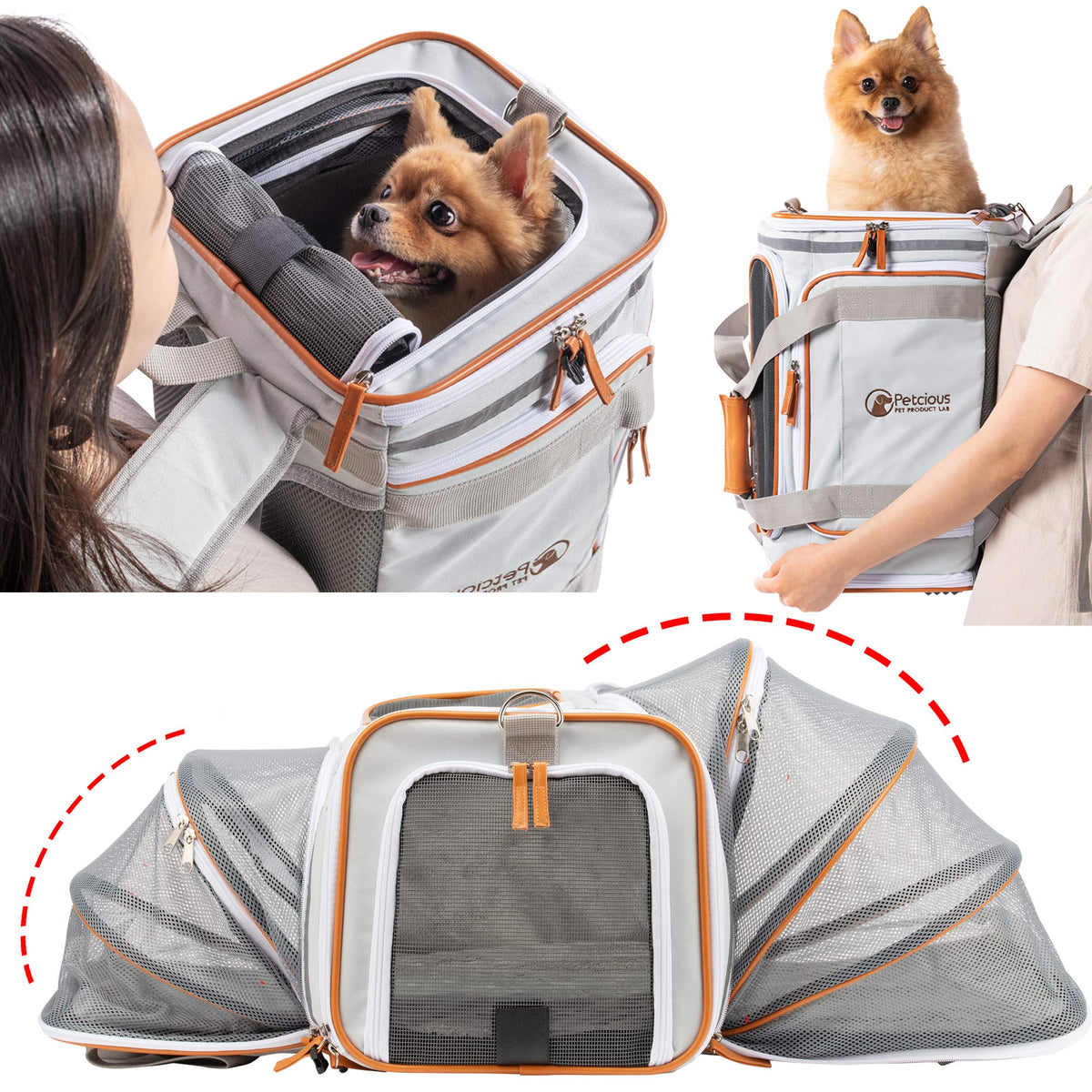 PETCIOUS mochila transportadora para mascotas, ideal para viajar bajo el asiento en avión