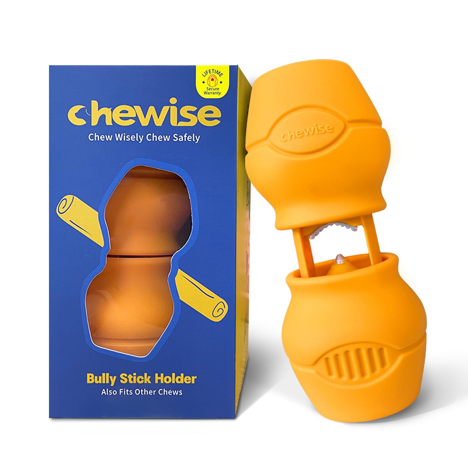 PetClan Chewise porta palito carnaza con dientes de acero para mayor seguridad.