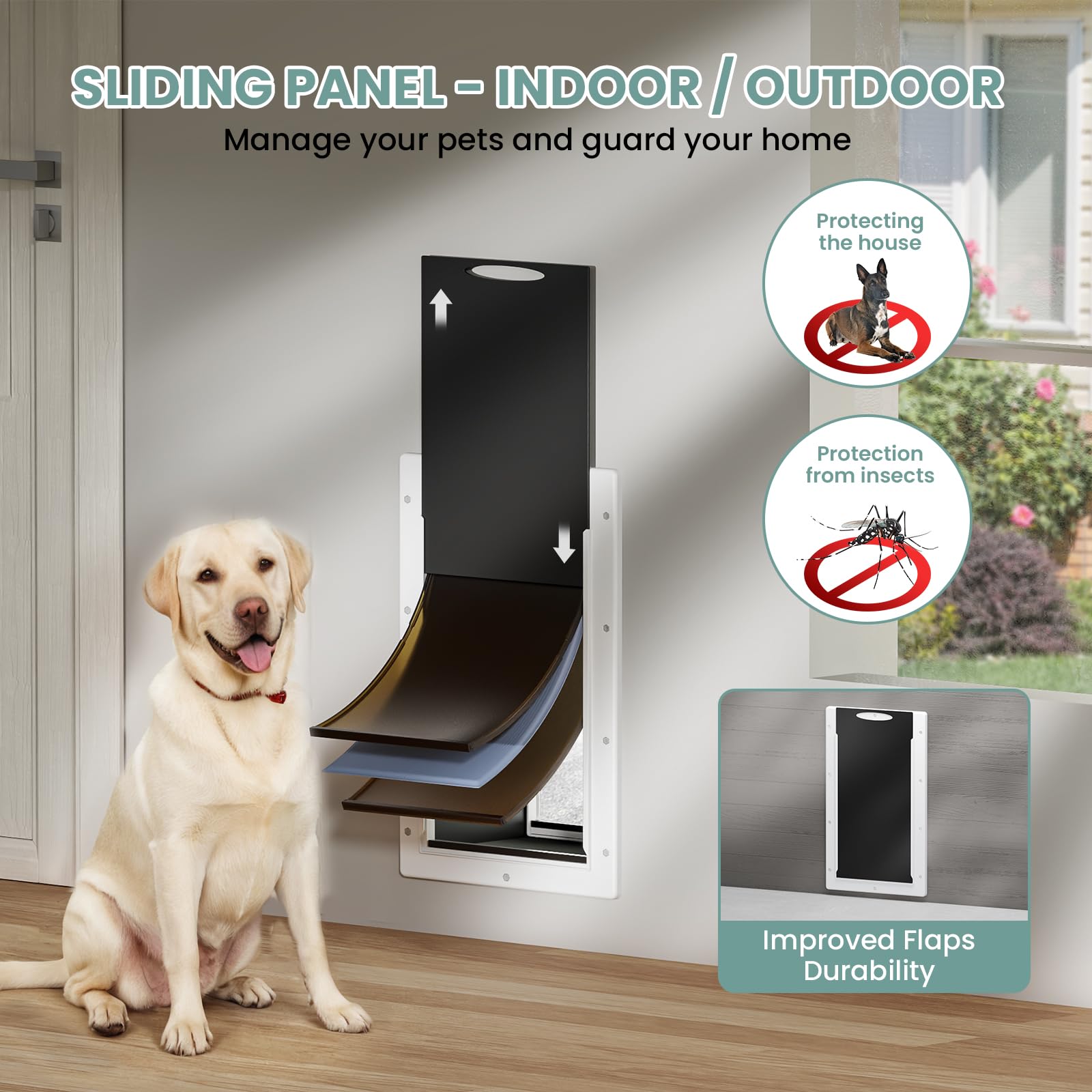 PETCOMING puerta apta para mascotas hasta 100 lb.