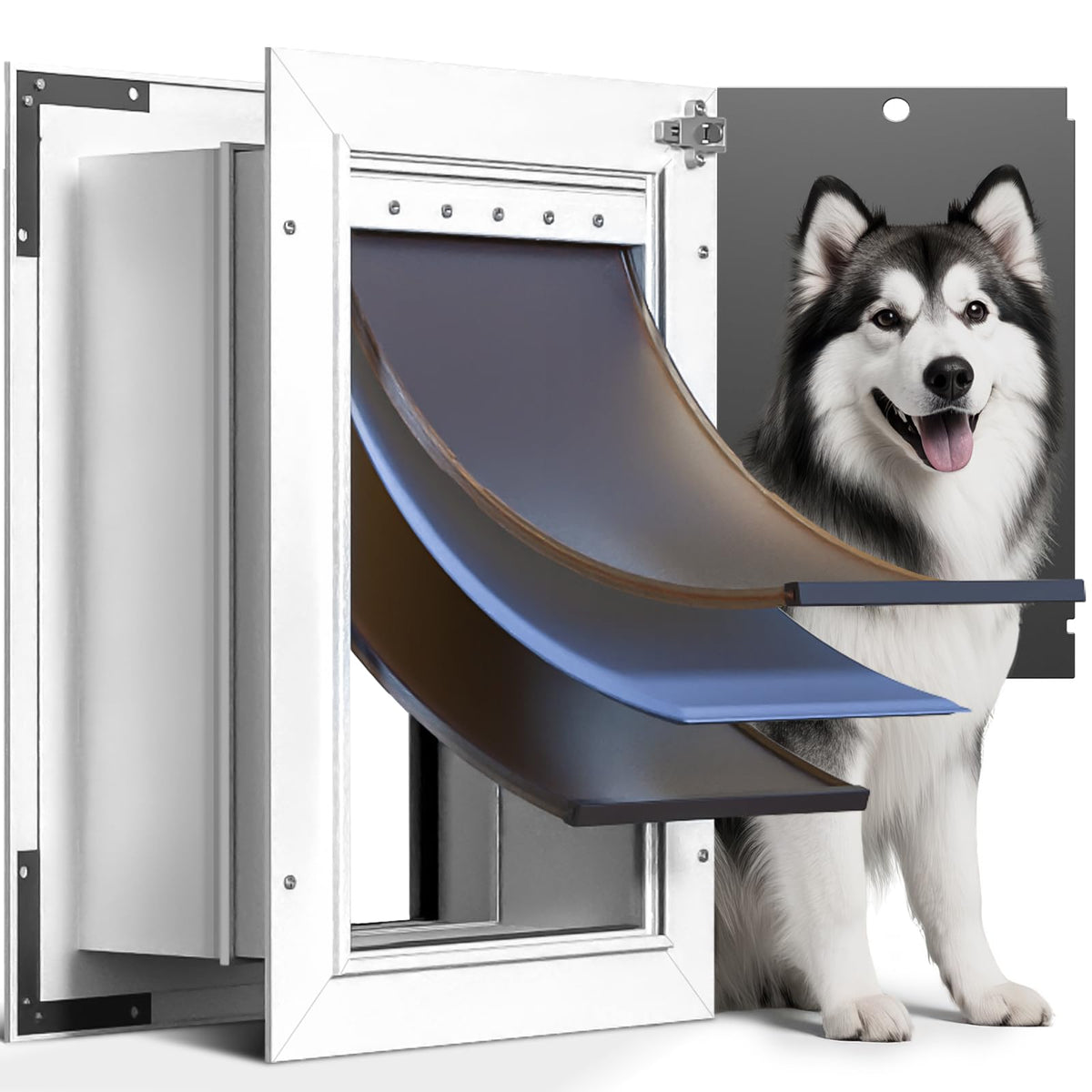 PETCOMING Puerta para perro en pared con 3 pestañas para control y confort.
