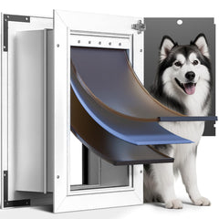 PETCOMING Puerta para perro en pared con 3 pestañas para control y confort.