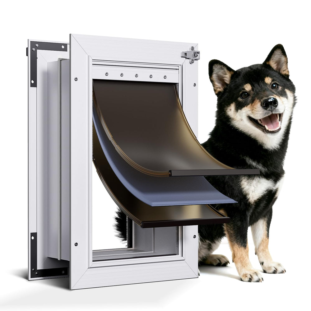 Puerta PETCOMING para perros con 3 solapas, acceso cómodo para mascotas