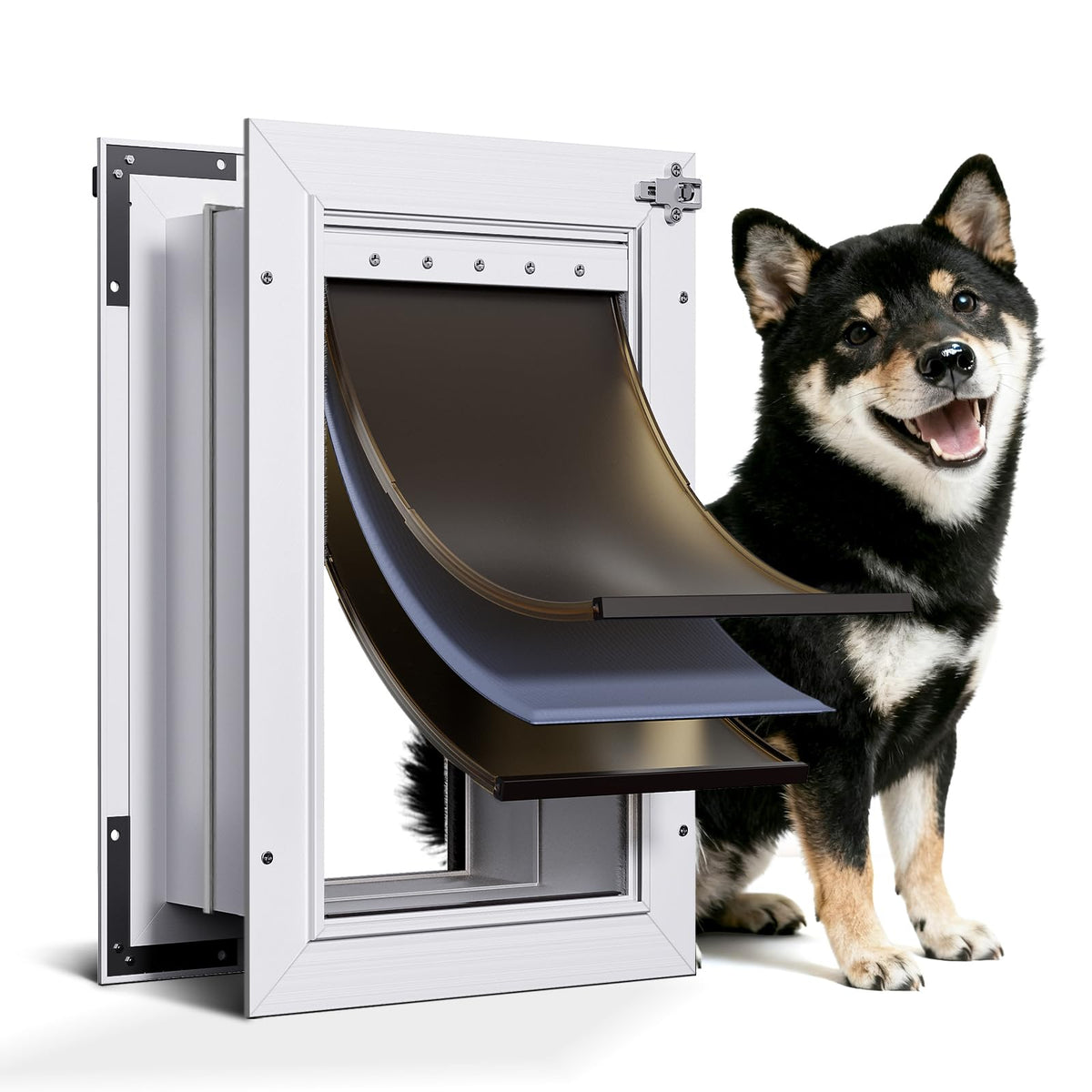 Puerta PETCOMING para perros con 3 solapas, acceso cómodo para mascotas