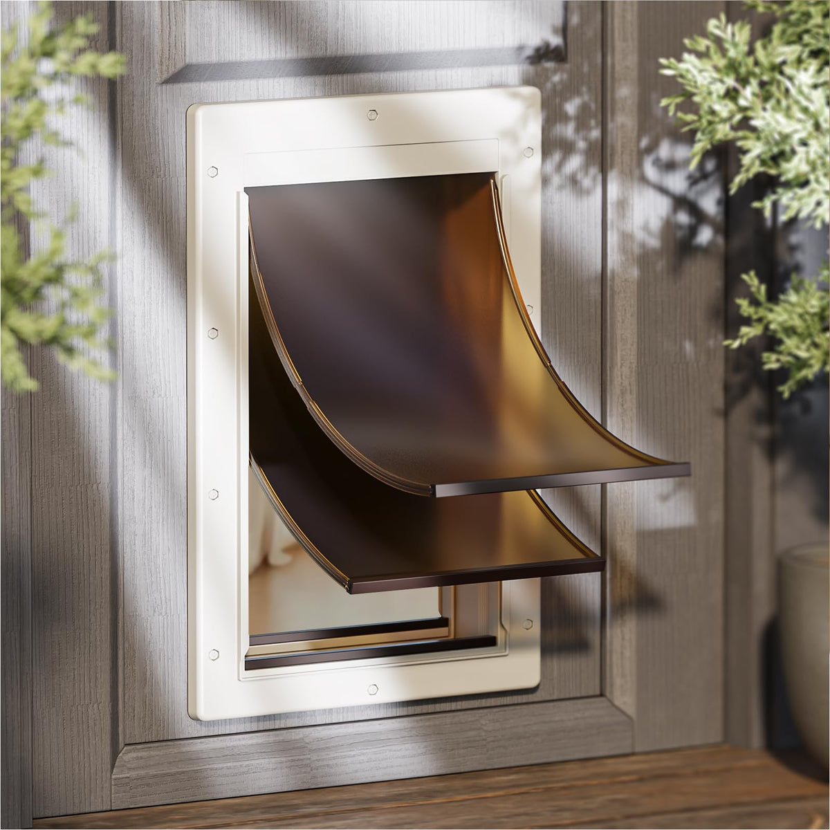 Petcoming Puerta para perros sin oxidación en el marco frontal, ideal para uso exterior.