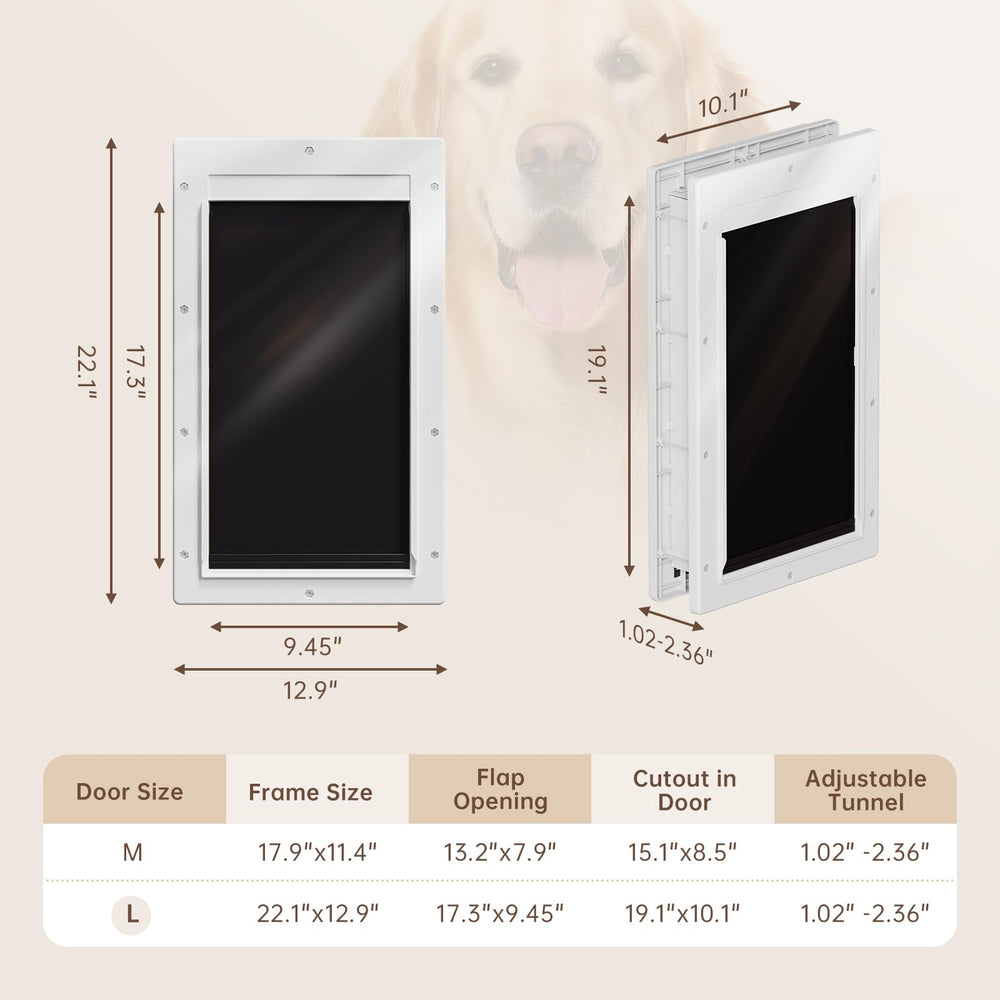 Petcoming Puerta para mascotas de hasta 45 kg en interior y exterior.